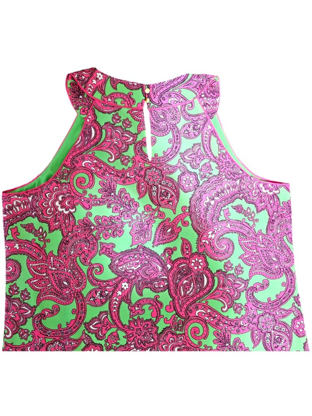 Crown & Ivy XL Sleeveless Green Dress With Pink Paisley Print & Keyhole Neckline - Picture 4 of 12